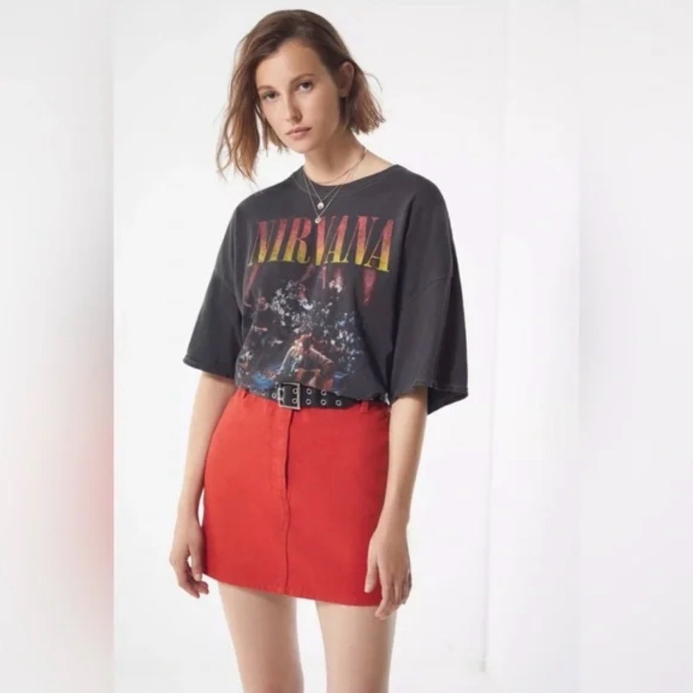 Urban Outfitters BDG Red Orange Mini Skirt Size XL - Picture 4 of 10